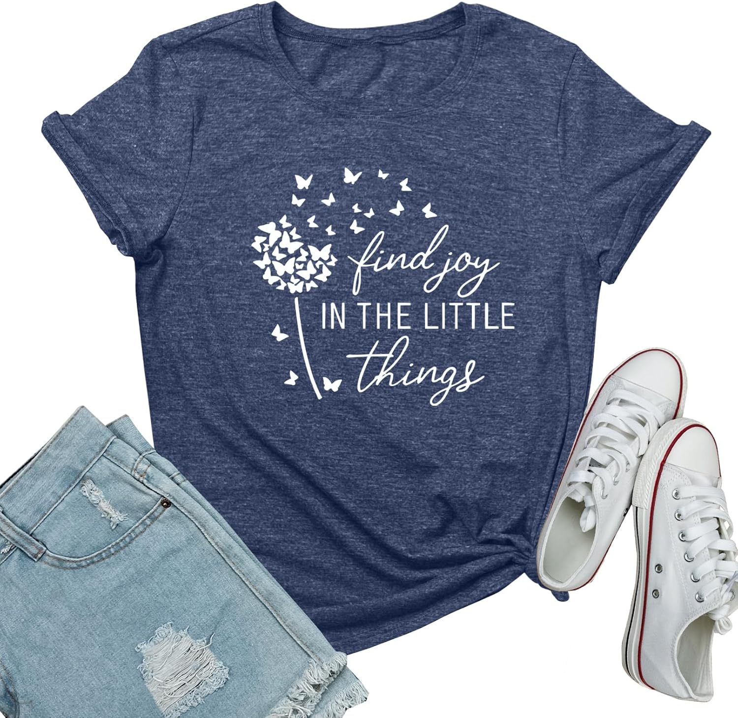 BLACKMYTH Women Crewneck Soft Tees Cute Graphic Butterfly T Shirts