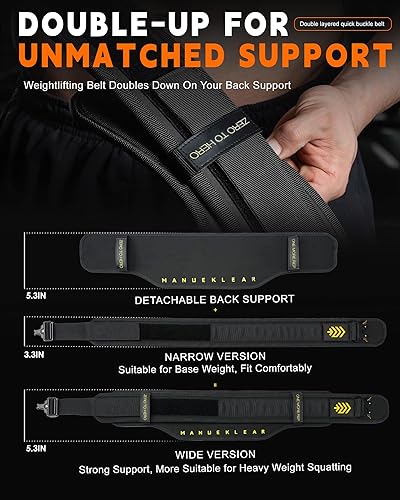 Miniatura 3 de MANUEKLEAR - Cinturones de levantamiento de pesas para hombres y mujeres, cinturón de peso de gimnasio con mosquetón de bloqueo rápido, cinturón de