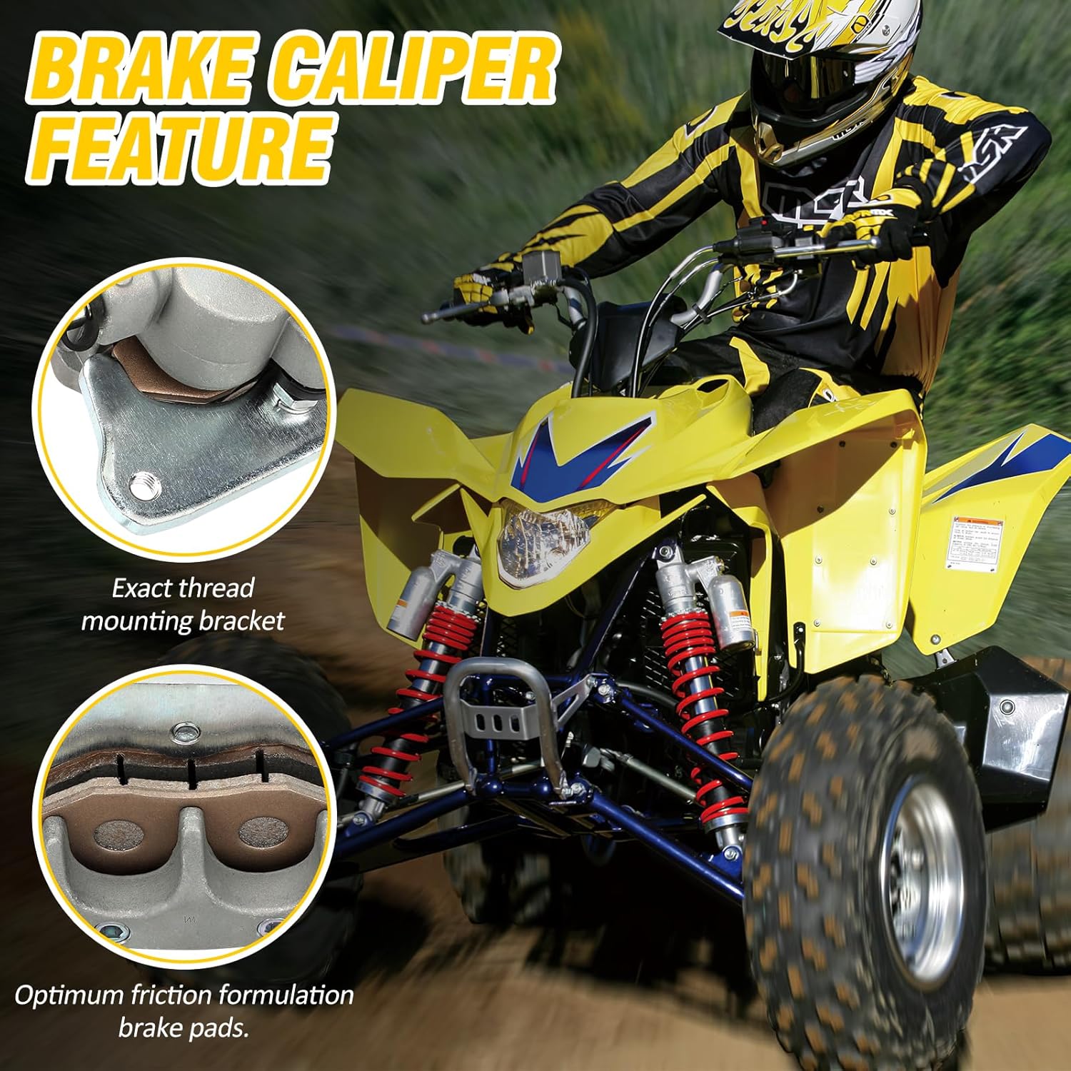 M MATI Upgrade Dual Twin Piston Rear Brake Caliper for Suzuki Quadracer 450 LTR450 2006-2009 Quadsport 400 LTZ400 2003-2013 69100-45G00-999