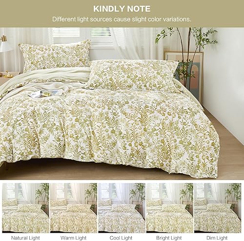 Miniatura 6 de SAPHREAS Juego de funda de edredón de 4 piezas tamaño individual con sábana bajera azul claro, patrón de hojas tropicales, juego de funda de edredón