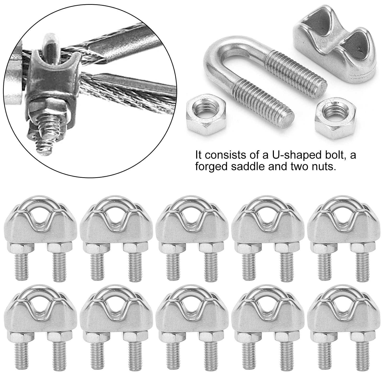 Wire Rope Clip and Thimble Kit, 1/8 in, Mfr: 1DKK4-A