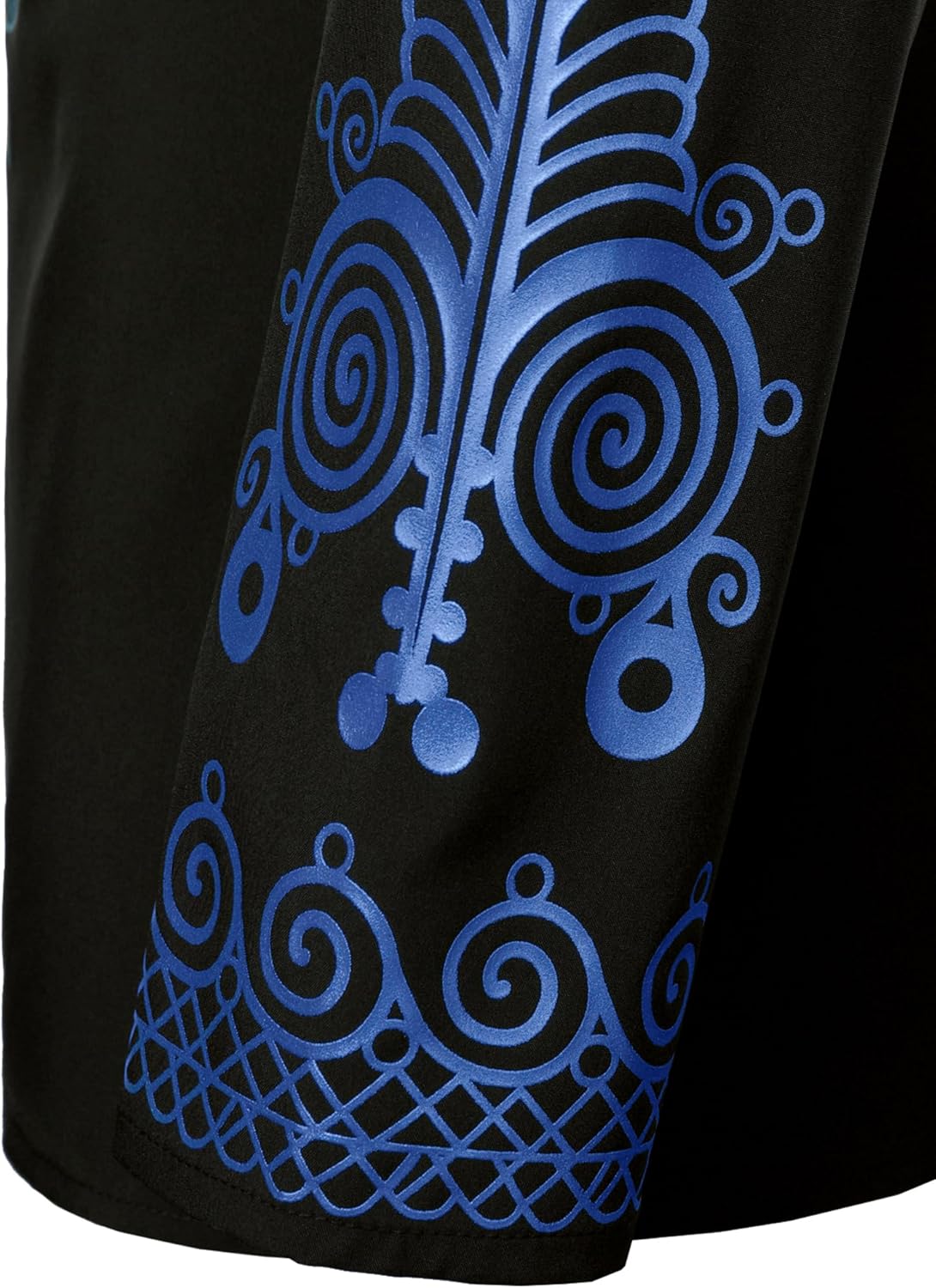 LucMatton Men's African Attire Slim Fit Long Sleeve Dashiki Shirt with Metallic Foil Print & Mandarin Collar - Image 5