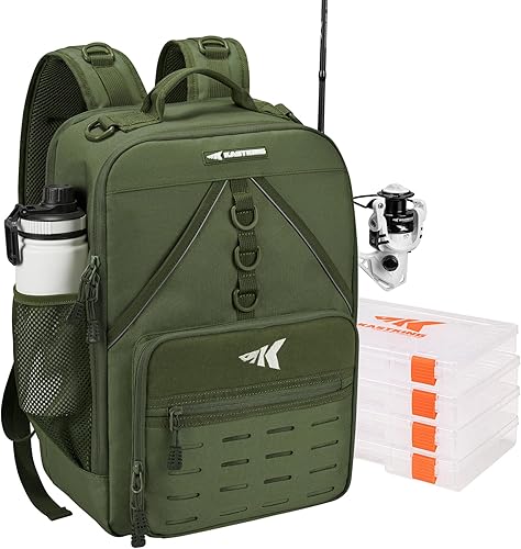 Miniatura 13 de KastKing Karryall - Mochila para aparejos de pesca con soportes para caña, 4 cajas de aparejos, bolsa de pesca de 40 L, almacenamiento
