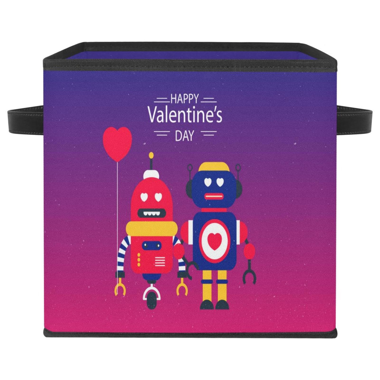 Boîte de rangement pliable en tissu Happy Robot Love pour chambre