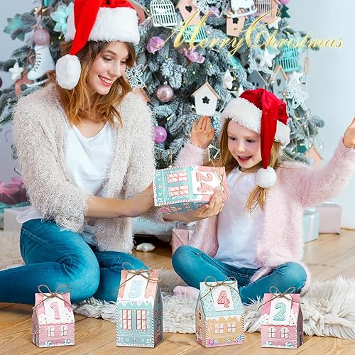 Vista 12 de Woanger 24 cajas vacías de calendario de Adviento para llenar, calendario de Adviento de Navidad, cuenta regresiva de 24 días, regalo de Navidad