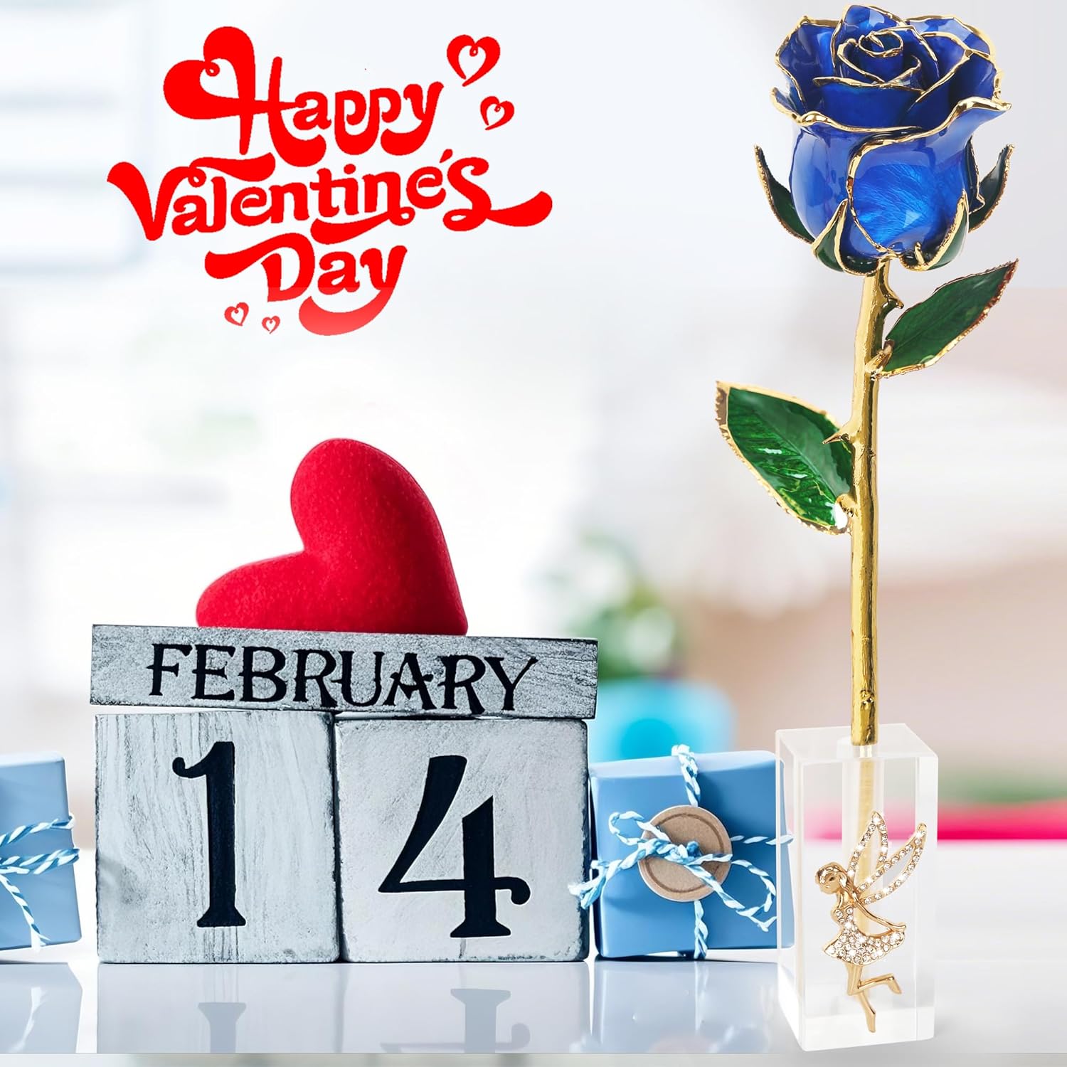 Sinvitron Gold Dipped Rose – Eternal Real Preserved Rose in Resin, Romantic Birthday Gift for Women, Perfect for Her on Valentines Day, Anniversary Mother’s Day (Royal Blue) - Image 2