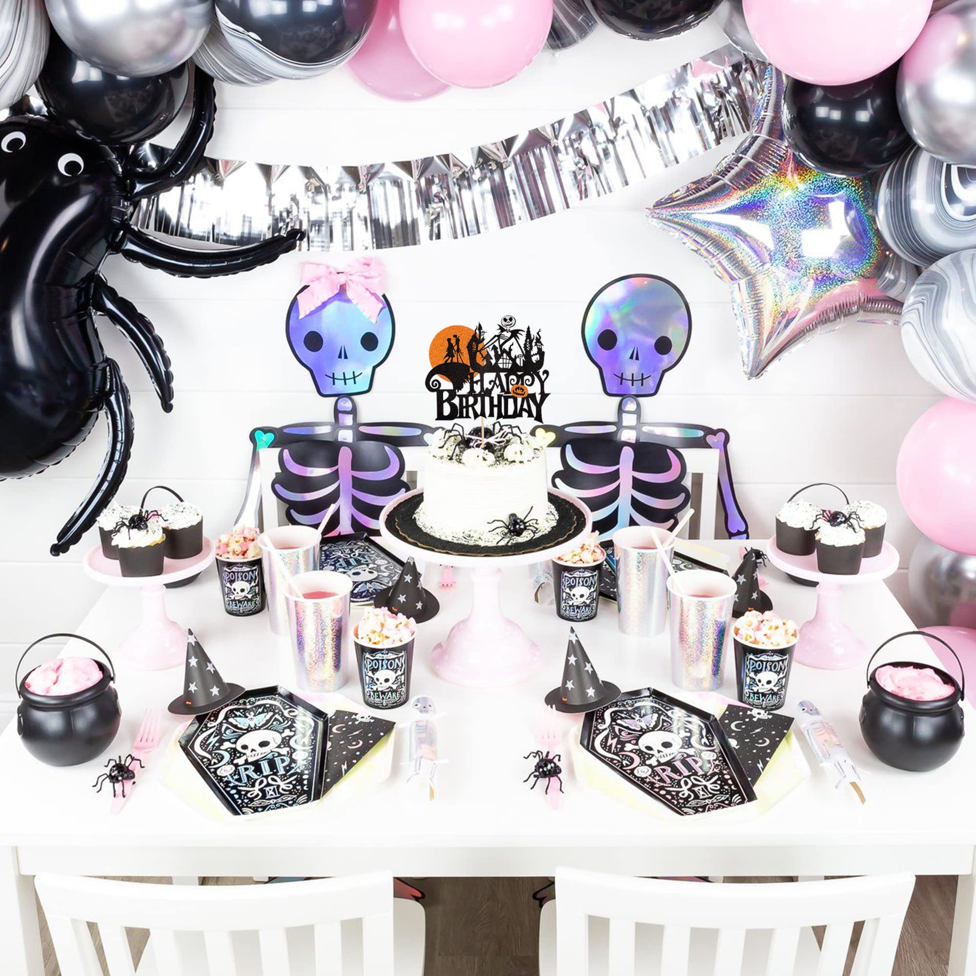 Décoration De Gâteau D'anniversaire Effrayante Sur Le Thème De L'Halloween, Sorcière, Citrouille, Fantôme, Chauve-souris, Pour Enfants, Garçons Et Filles, Fournitures De Fête D'anniversaire