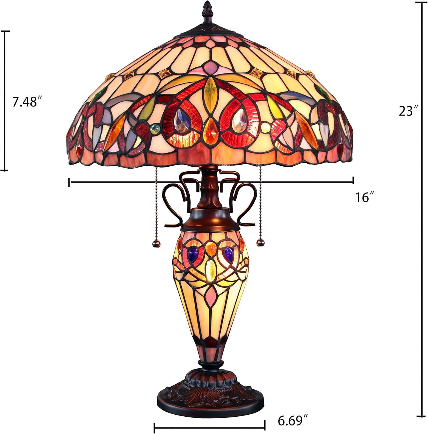 Radiance Goods Tiffany-Style Dark Bronze 3 Light Double Lit Table Lamp 16" Shade