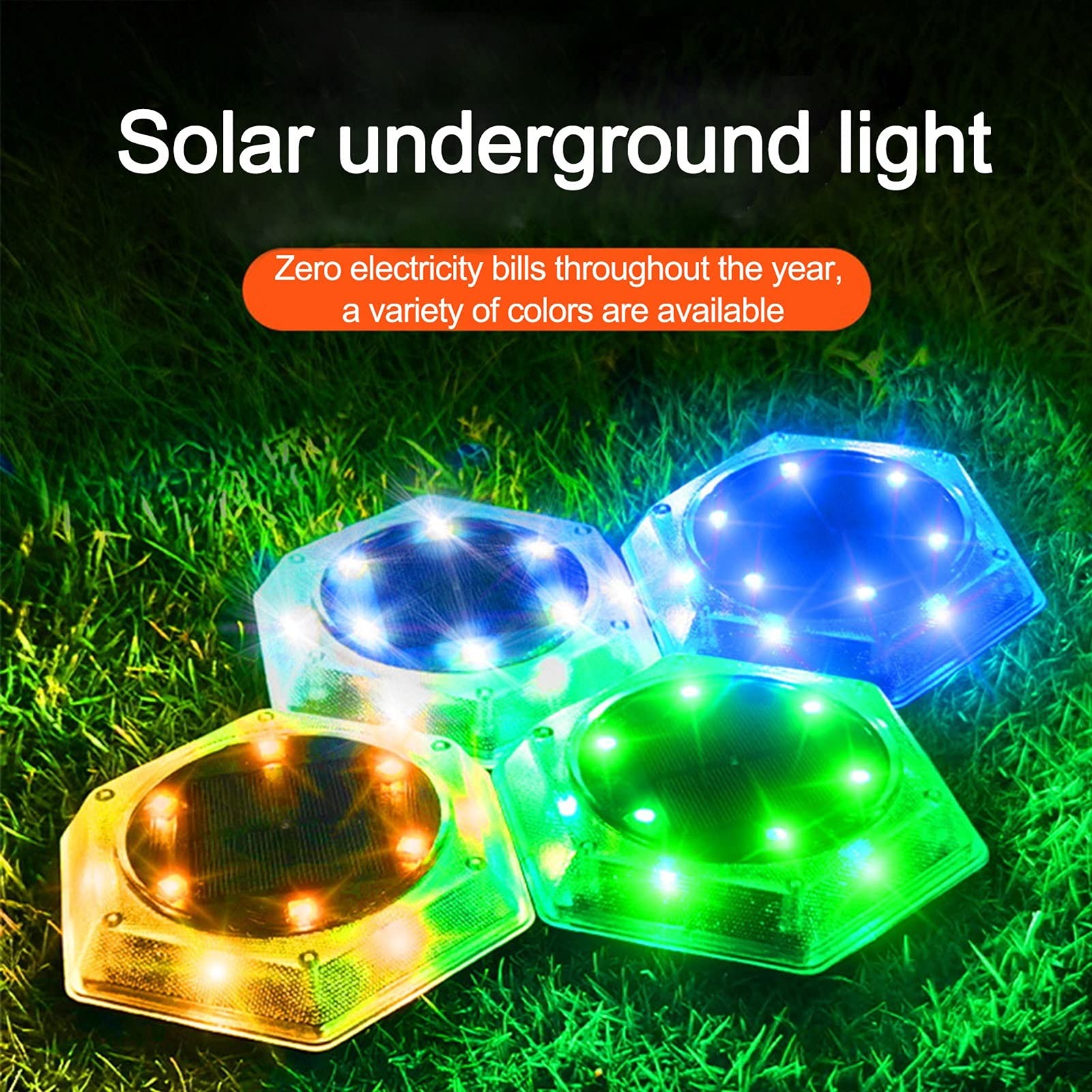 8 Packungen Solar-Bodenleuchten for den Außenbereich, wasserdichte Solar-Gartenscheibenleuchten, 12 LED-Leuchten for Wege, Landschaften, Gehwege Lampen (Color : B)