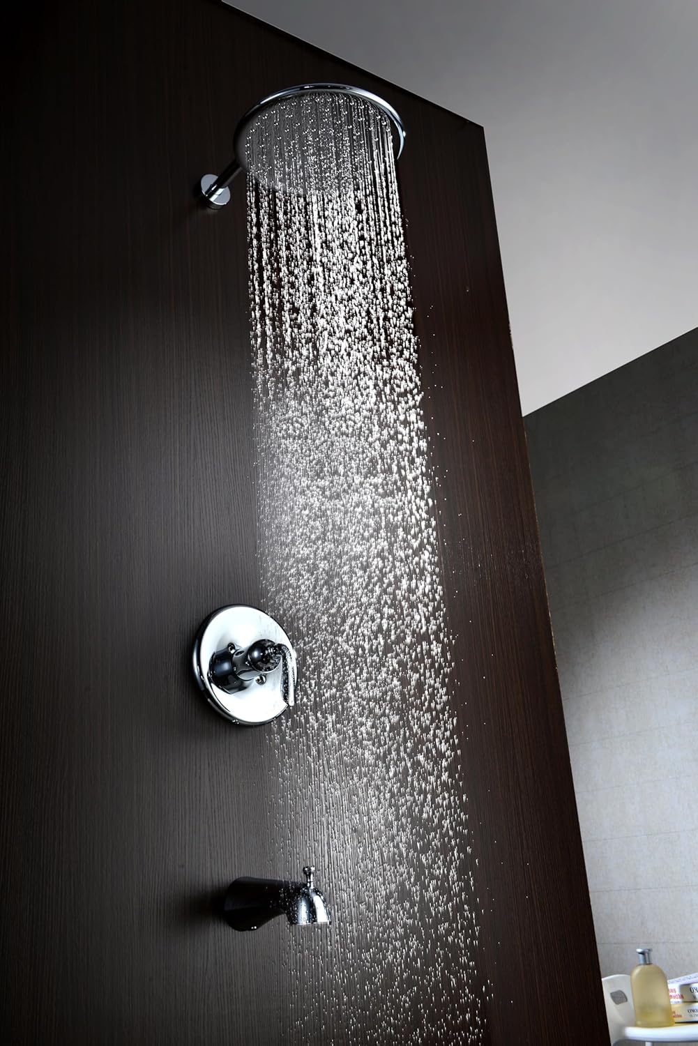 ANZZI Meno Luxury Single Handle Wall Mounted Shower System in Polished Chrome, Round Rain Shower Head, Modern Valve and Tub Faucet Combo Set for Bathroom (SH-AZ032)