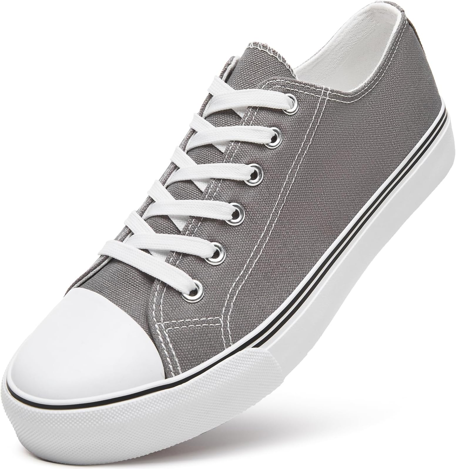 Mens Black Classic Canvas Sneakers,Low Top Tennis Lace-up Casual Shoes