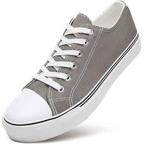 ZGR Mens Classic Casual Shoes,Lace-up Fashion Sneakers,Low Top Canvas Sneakers for Men - 8.5 - Grey