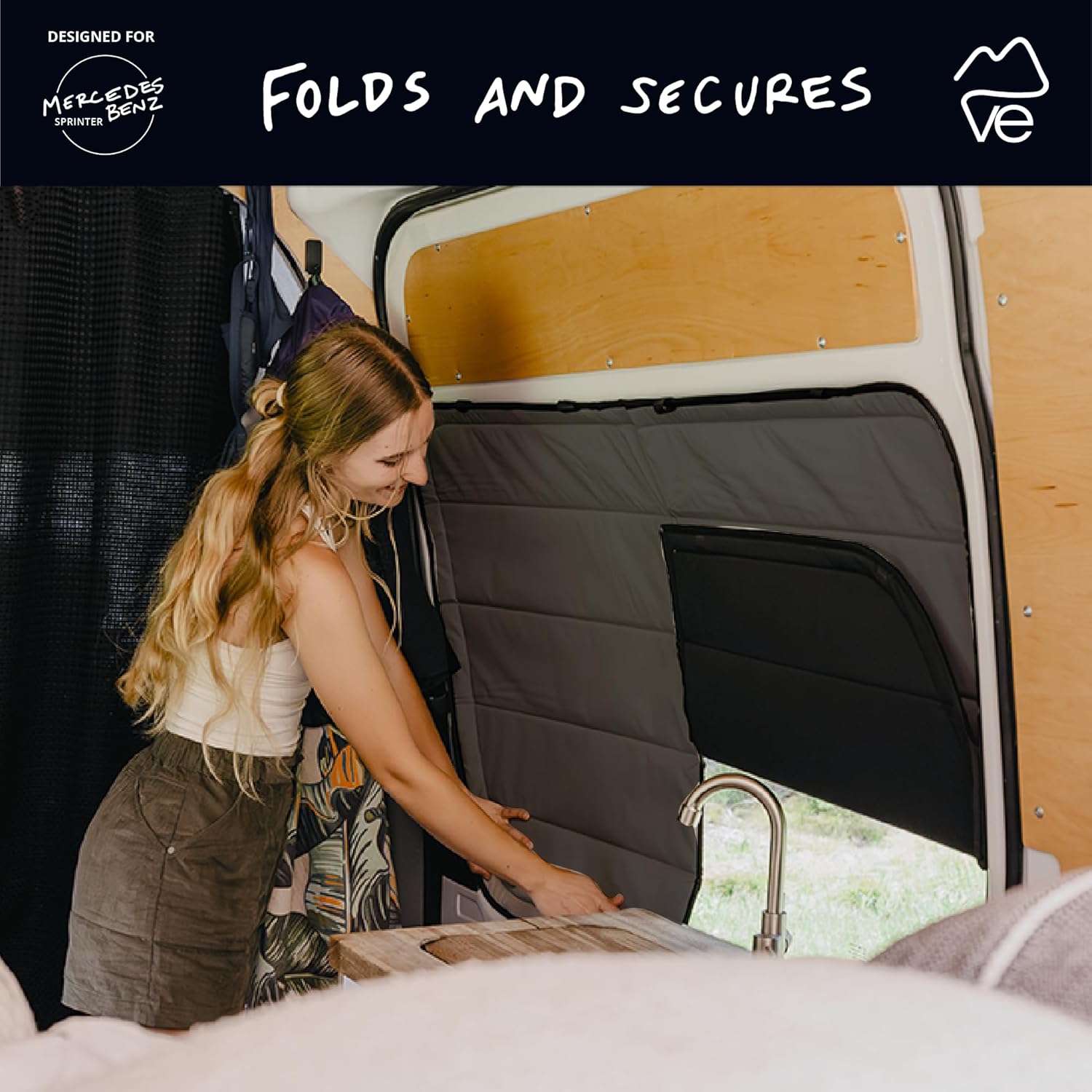 VanEssential Insulated Magnetic Blackout Window Cover Designed for Mercedes-Benz NCV3 & VS30 Sliding Door with Bare Metal Frame ONLY (Van Years 2007 to Current Year) - Charcoal Gray