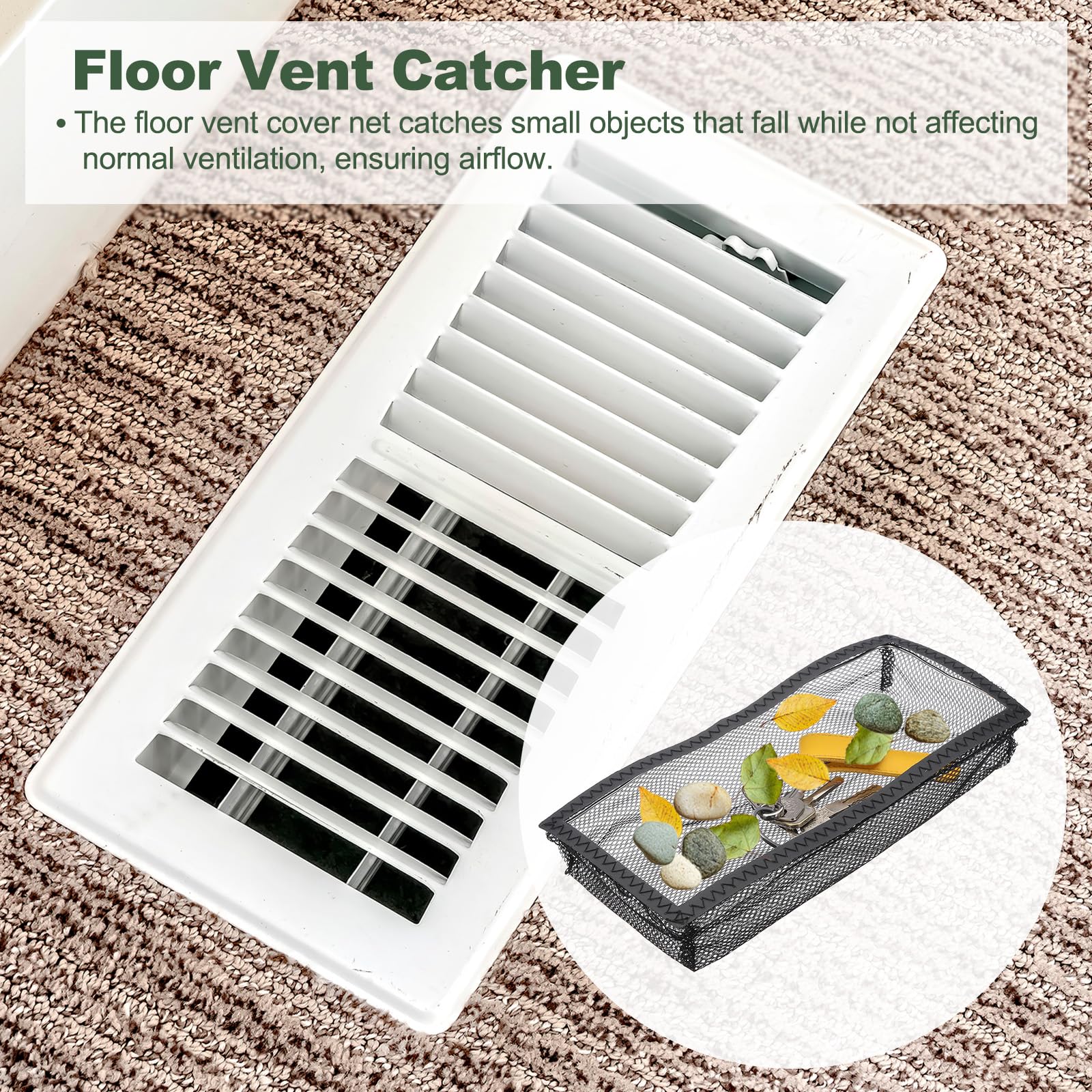 YOKIVE 2 Pcs Floor Vent Covers Net, Floor Register Cover Catcher PVC Mesh Air Vent Screen Filters, Great for Home Floor Wall - Image 3