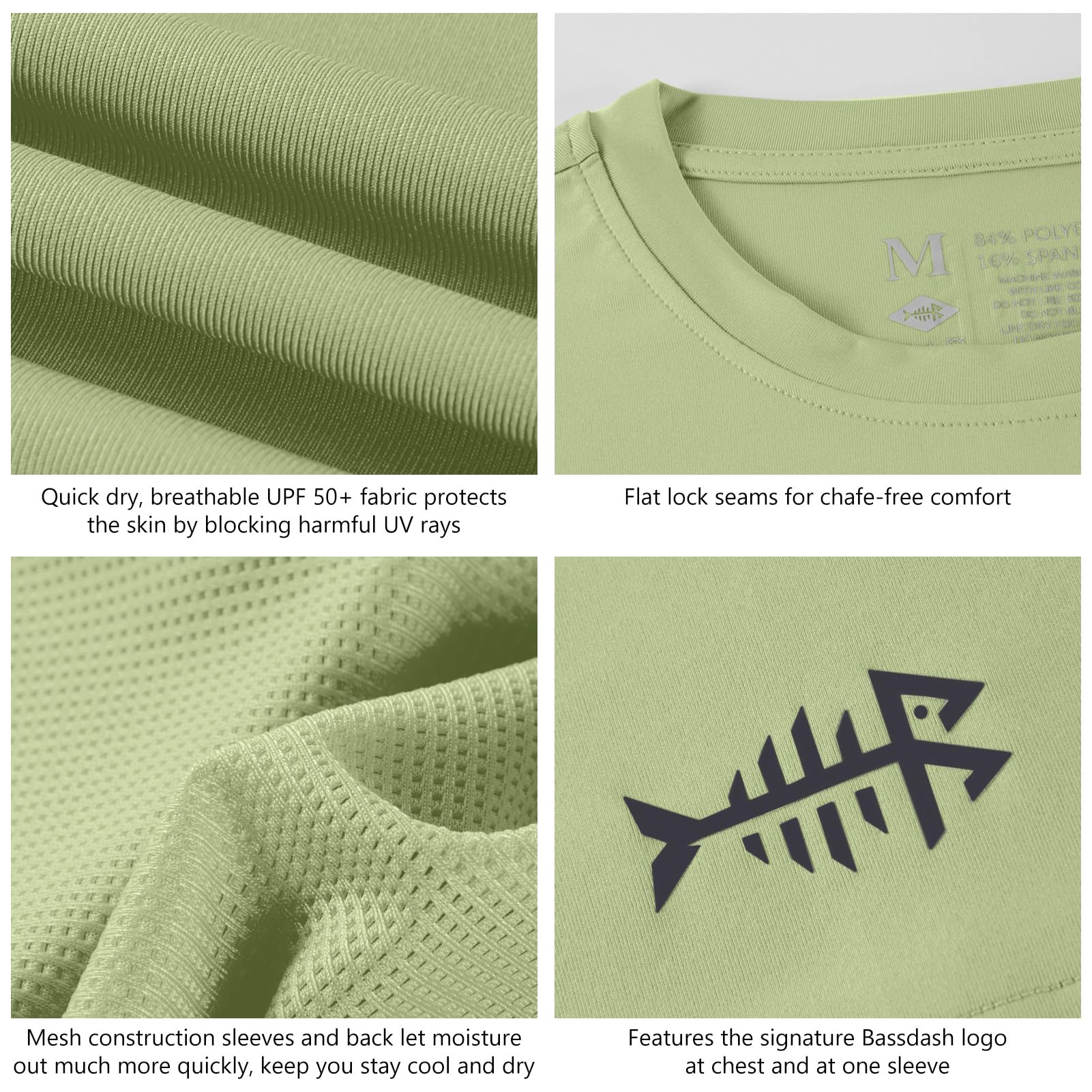Bassdash - Maglietta da Uomo, con Protezione Solare UPF 50+, Maglietta a Maniche Corte da Pesca