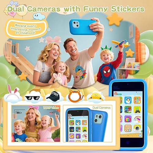 Miniatura 2 de Teléfonos de juguete PAMOX para niños con cámara dual, teléfonos de juguetes educativos, regalos para niños de 3 a 12 años con más de 200