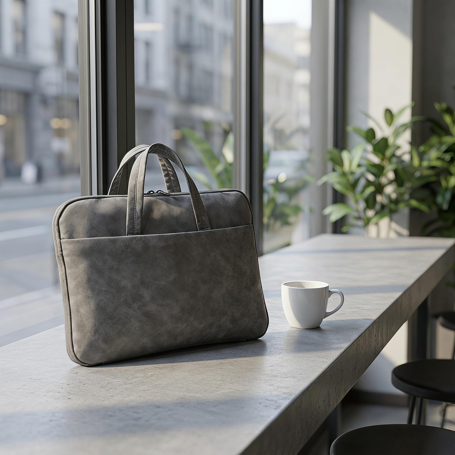 Inch Laptop Briefcase with PU Leather, Water Resistant image 3