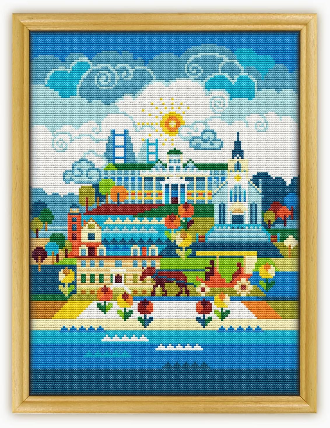 Mackinac Island Michigan CS1092-2 - Counted Cross Stitch KIT#2 Prime. Set of Threads, Needles, AIDA Fabric, Needle Threader, Embroidery Clippers and Printed Color Pattern Inside.