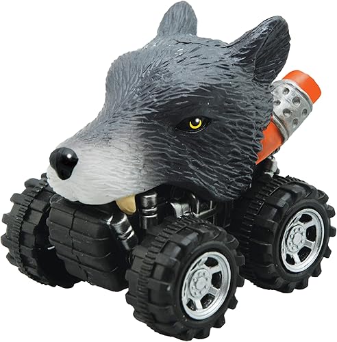 Wild Zoomies - Lobo de Deluxebase. Juguetes de camión monstruo accionados por fricción con jinetes de animales geniales, grandes juguetes de