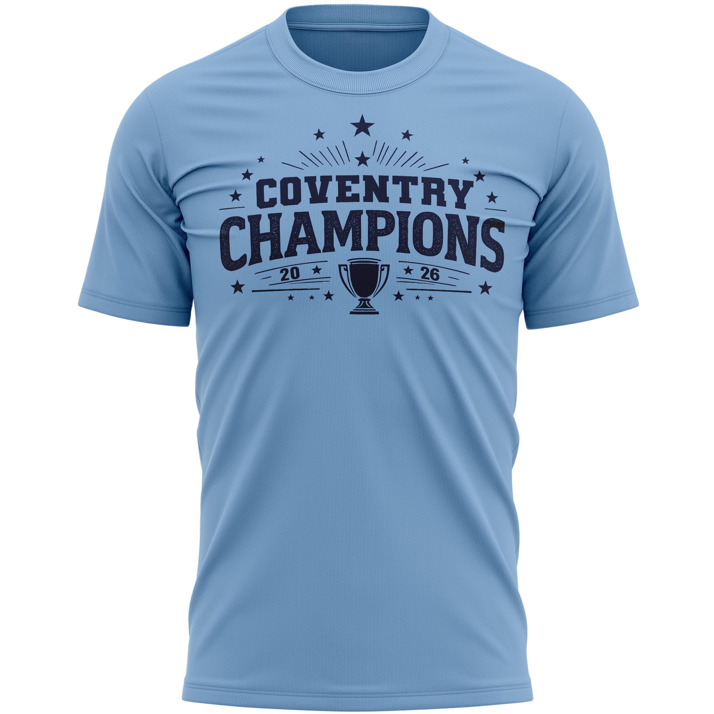 Coventry Mens Football T Shirt - Cov Champions 2026 Cup Design - Football Supporter City Fan Man Tee, 3XL, Sky Blue