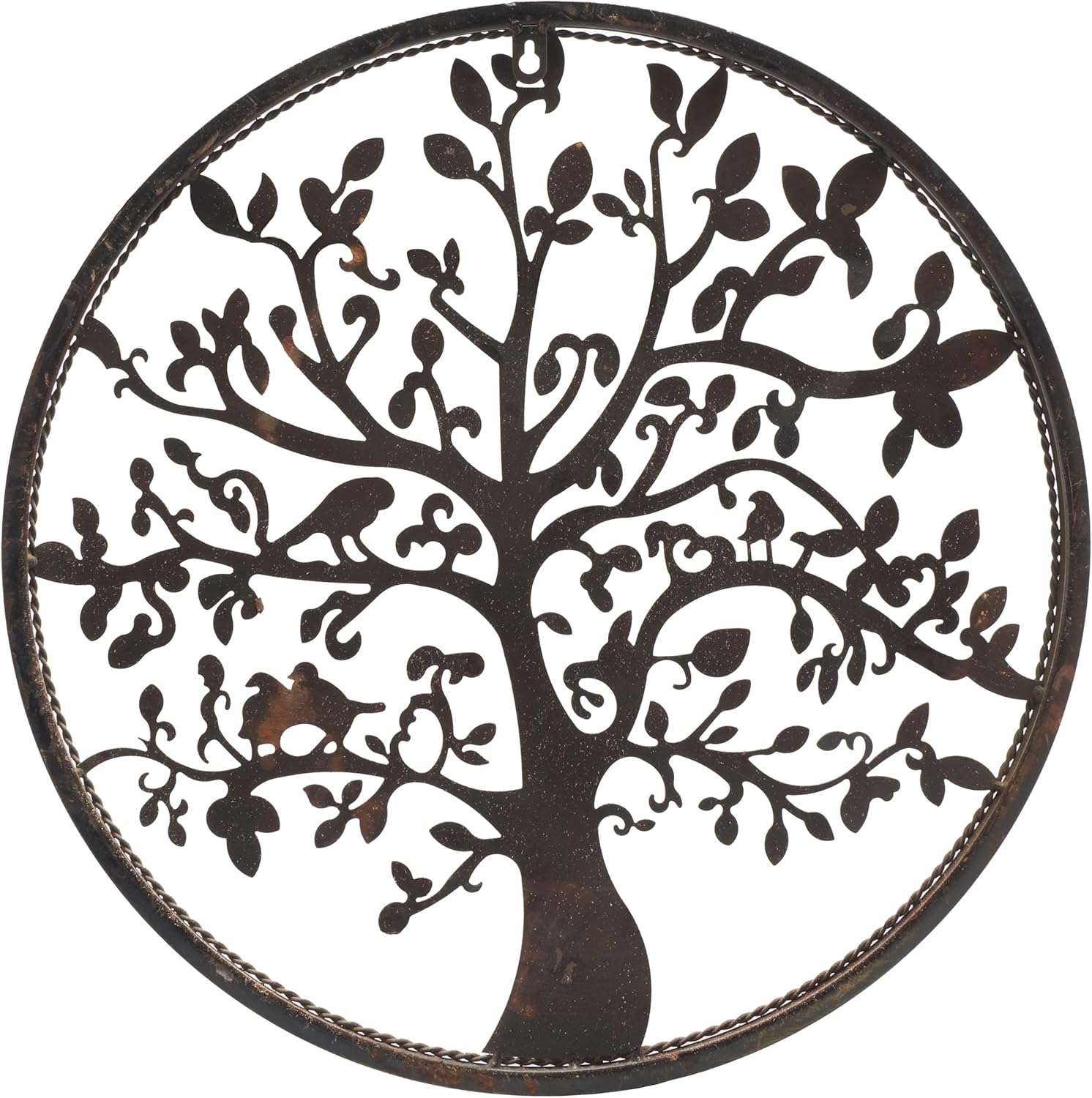 SAFAVIEH Outdoor Collection Tree of Life Rust 20-inch Round Iron Wall Art