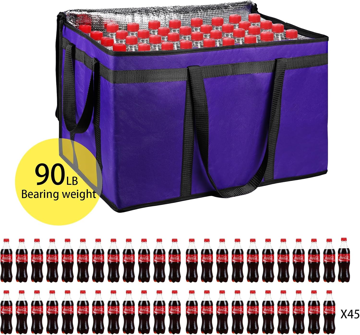 Musbus 1 PACK Purple Extra Large XXXL Insulated Food Delivery Bag Cooler for DoorDash - Keep Food Warm, Catering Shopper Hot image 3