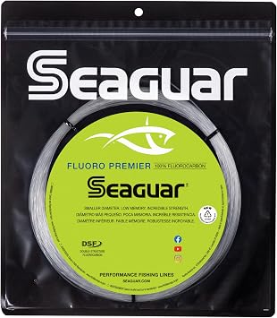 Seaguar Fluoro Premier Big Game Saltwater Fishing Line Shock Leader, 100% Fluorocarbon, Clear, Multiple Sizes