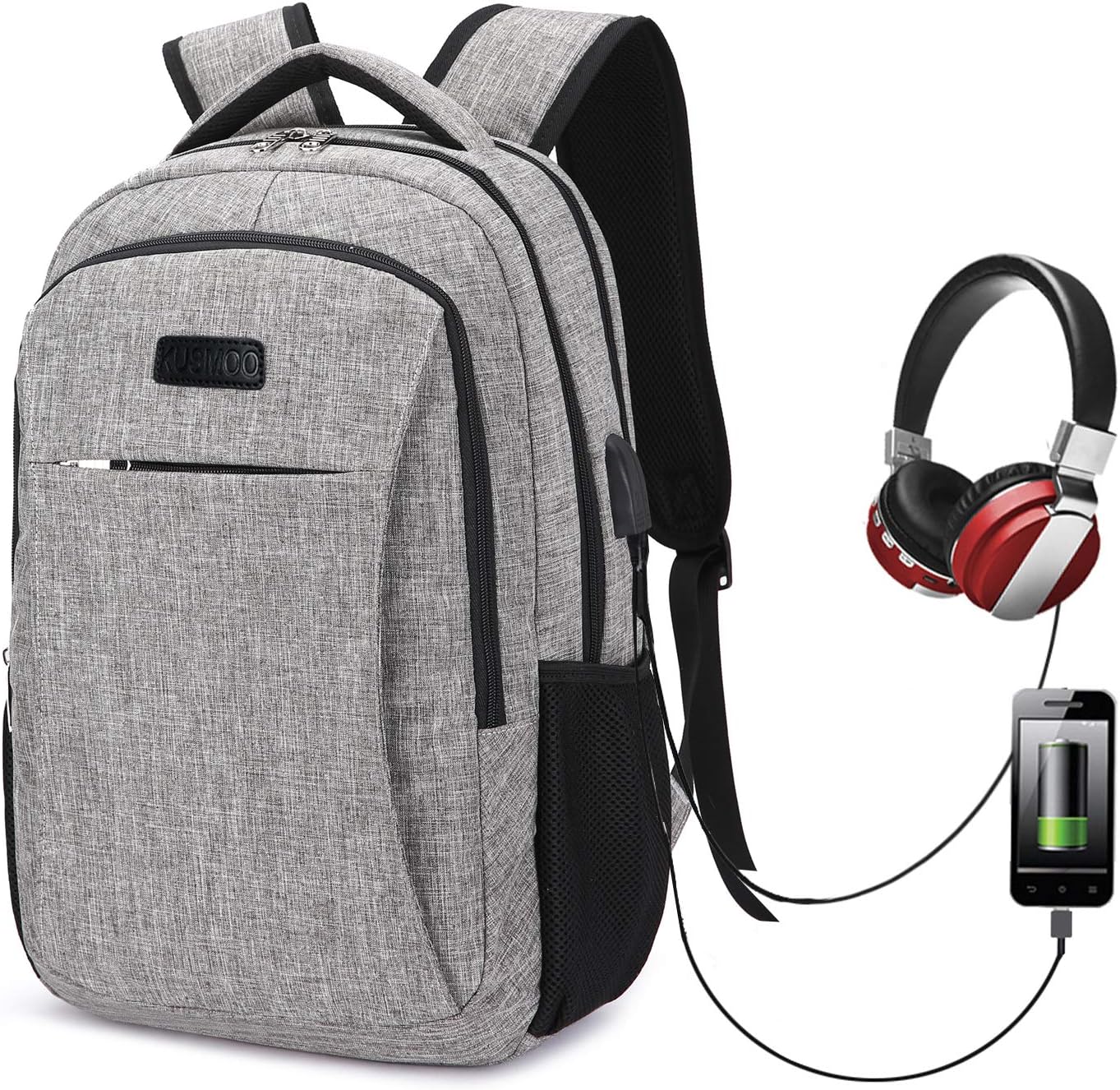 KUSMOO Travel Computer Bag Laptop Backpack Wine Red