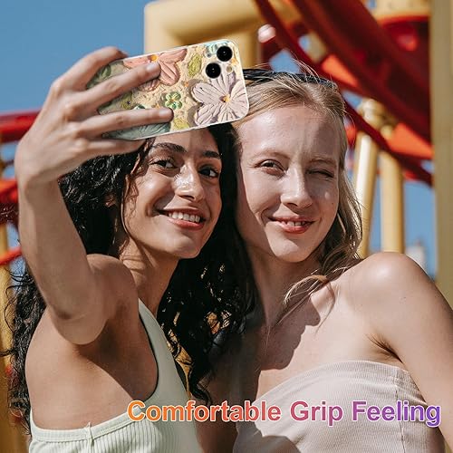 Miniatura 8 de EYZUTAK Funda para iPhone 12, colorida pintura al óleo retro flor rayo láser patrón brillante lindo exquisito floral flor teléfono cubierta elegante