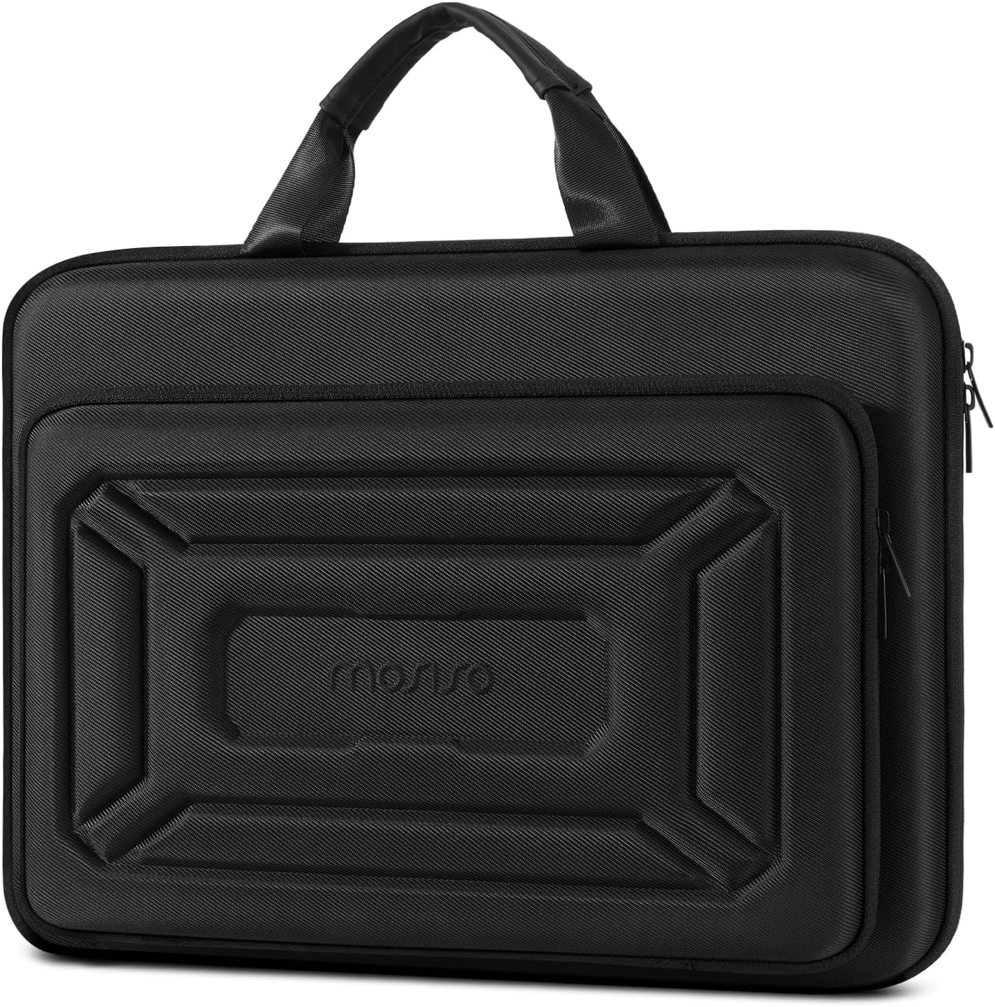 MOSISO 15.6 inch Laptop Hard Case, 15-16 inch Waterproof Shockproof Computer Bag Compatible with MacBook HP Dell Lenovo Asus, Geometric Splicing Carrying Sleeve Bag with Handle&Raised Pocket, Black