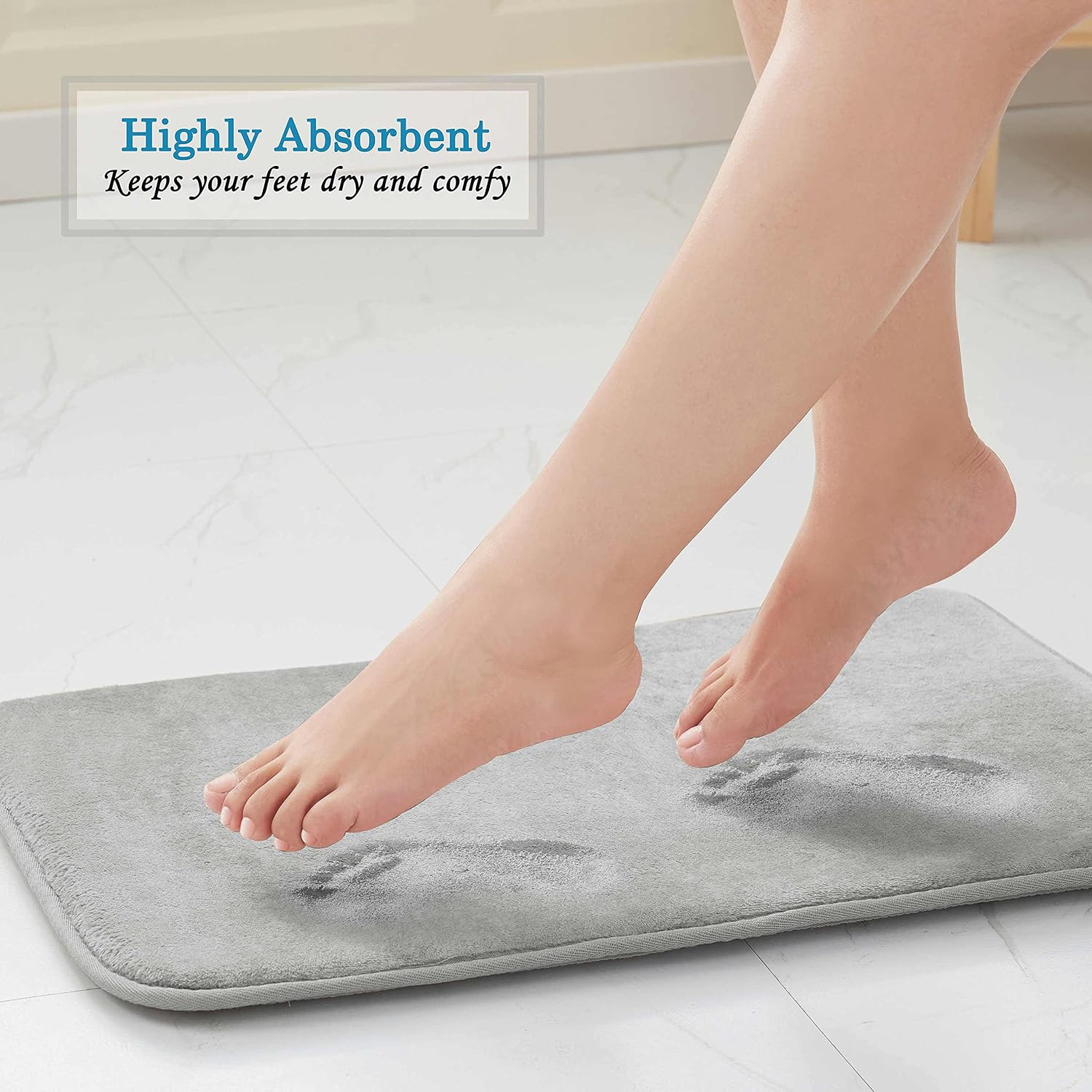 Sweet Home Collection Bathroom Rugs Memory Foam Bath or Shower Mat Slip Resistant Extra Absorbent Soft Fluffy Non Skid Rectangle, 24" X 60", Gray