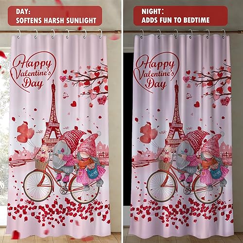 Miniatura 4 de Cortinas de San Valentín para sala de estar, decoración del día de San Valentín rosa y rojo para ventana de la habitación del hogar, cortinas