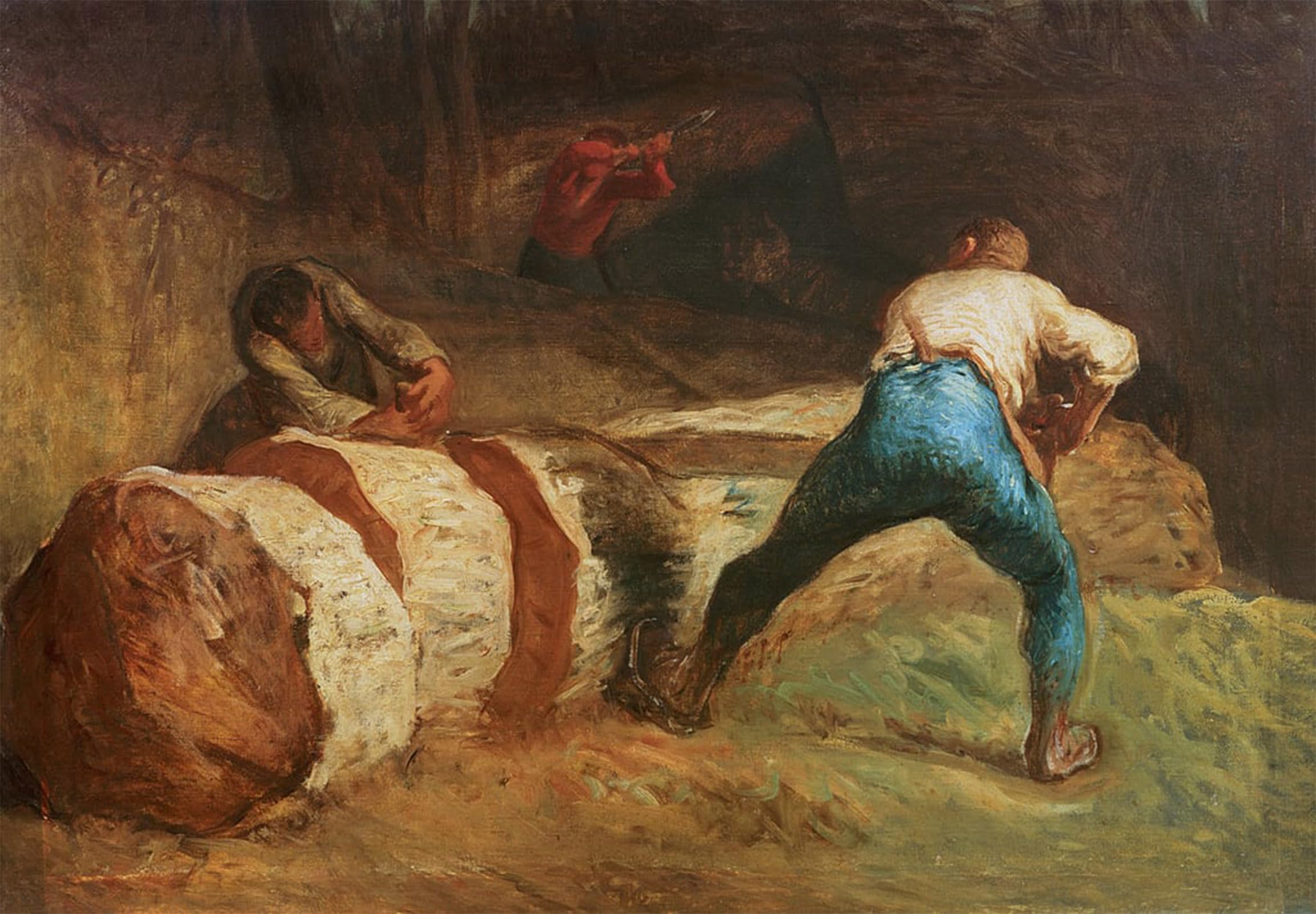 ARTXLXXBN Famous Painting Canvas Artwork Graffiti Print the Wood Sawyers by Jean Francois Millets Portrait Canvas Image for Home Decor 60x90cm
