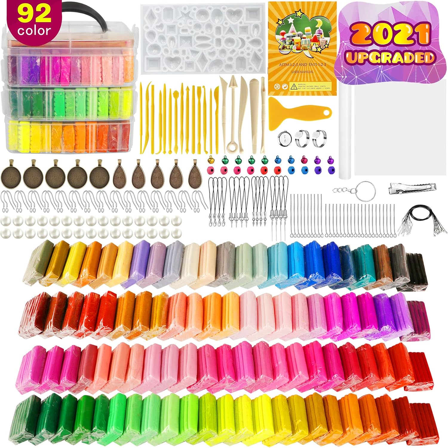 Polymer Clay 92Colors Modeling Baking Clay Starter Kit DIY Craft Clay Set with Sculpting Tools Oven Bake Clay Kit and Accessories 267Pcs Ideal Clay Gifts for Beginner Adults Kids Jewelry Making : Arts, Crafts & Sewing