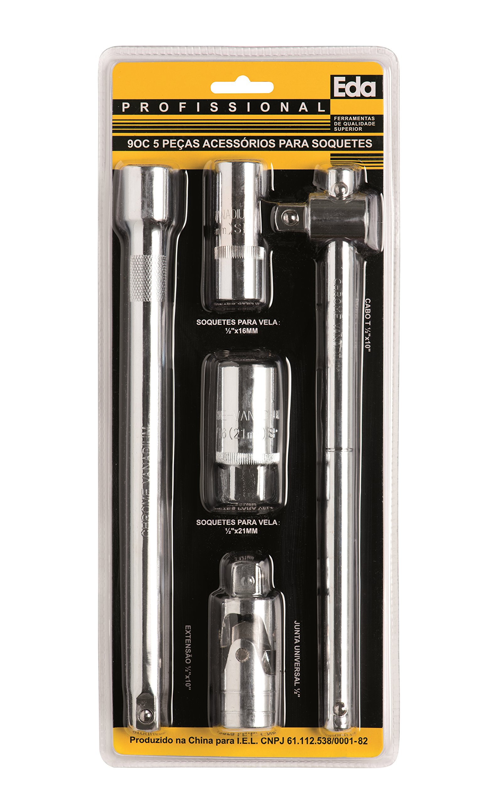 EDA Extensão 10' Chave Soquete Vela 16 E 21 Mm Junta Universal 1/2