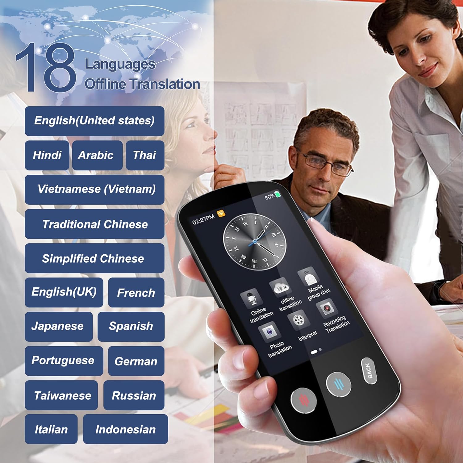 DBKWT P60 Language Translator showing offline language options