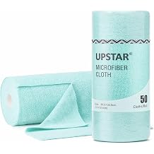 UPSTAR Microfiber Cleaning Cloth, Reusable Paper Towels Rolls, 50 Packs 12x12 inch Cleaning Rags for Washing Dishes, Kitchen, Bathroom, Car, Blue