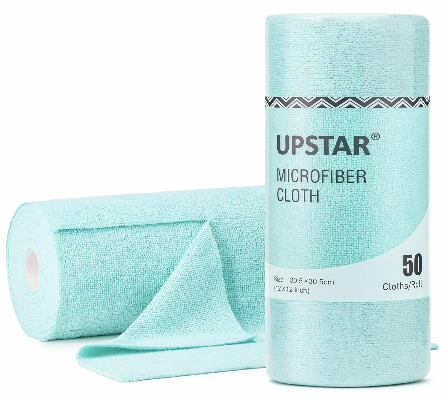 UPSTAR Microfiber Cleaning Cloth Reusable Paper Towels Rolls 50 Packs 12x12 inch Cleaning Rags for Washing Dishes Kitchen