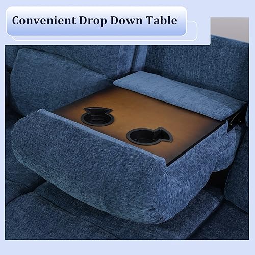 Miniatura 4 de Plithzy Juego de sofá reclinable, muebles de sala de estar, juego de sofá reclinable de tela de microfibra, juego de sofá reclinable con portavasos