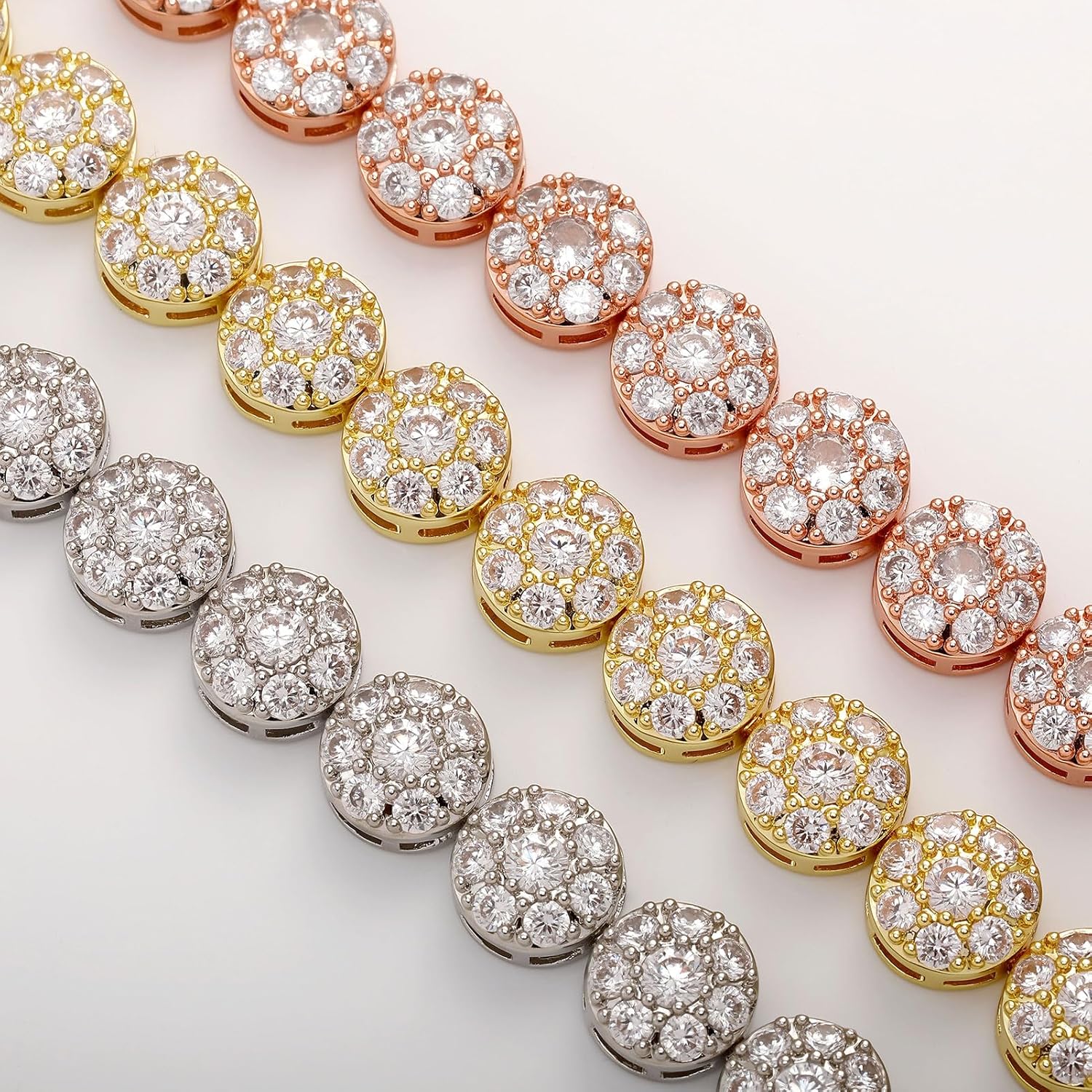 TOPGRILLZ Tennis Bracelet for Women and Men – 14K Gold Plated Brass 10mm Iced Out Cubic Zirconia Link Fashion Jewelry Pulseras Para Mujer