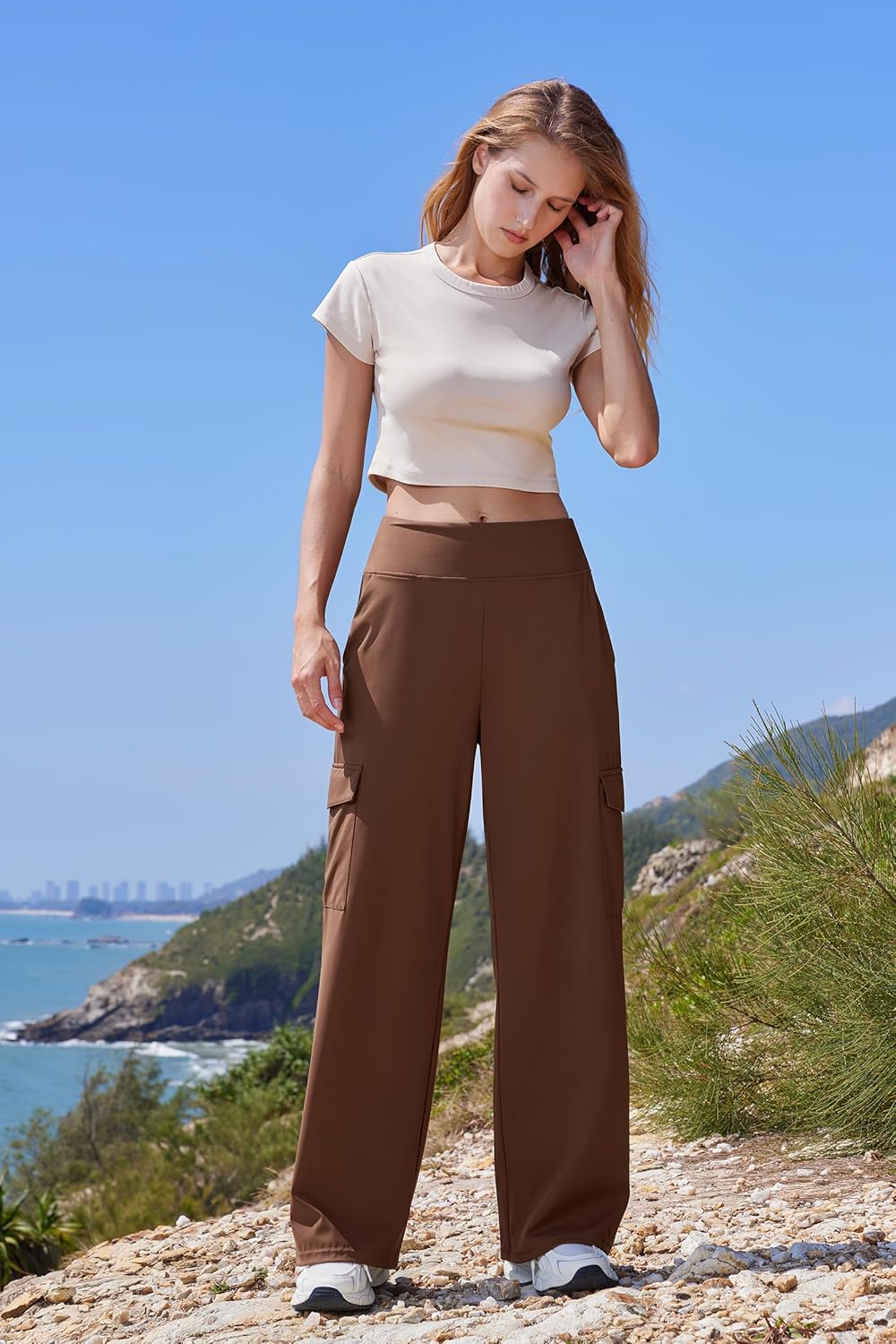 MOOSLOVER Women Wide Leg Dress Pants Stretch Pull On High Waisted Work Pants Business Casual Trousers with Pockets - Image 4