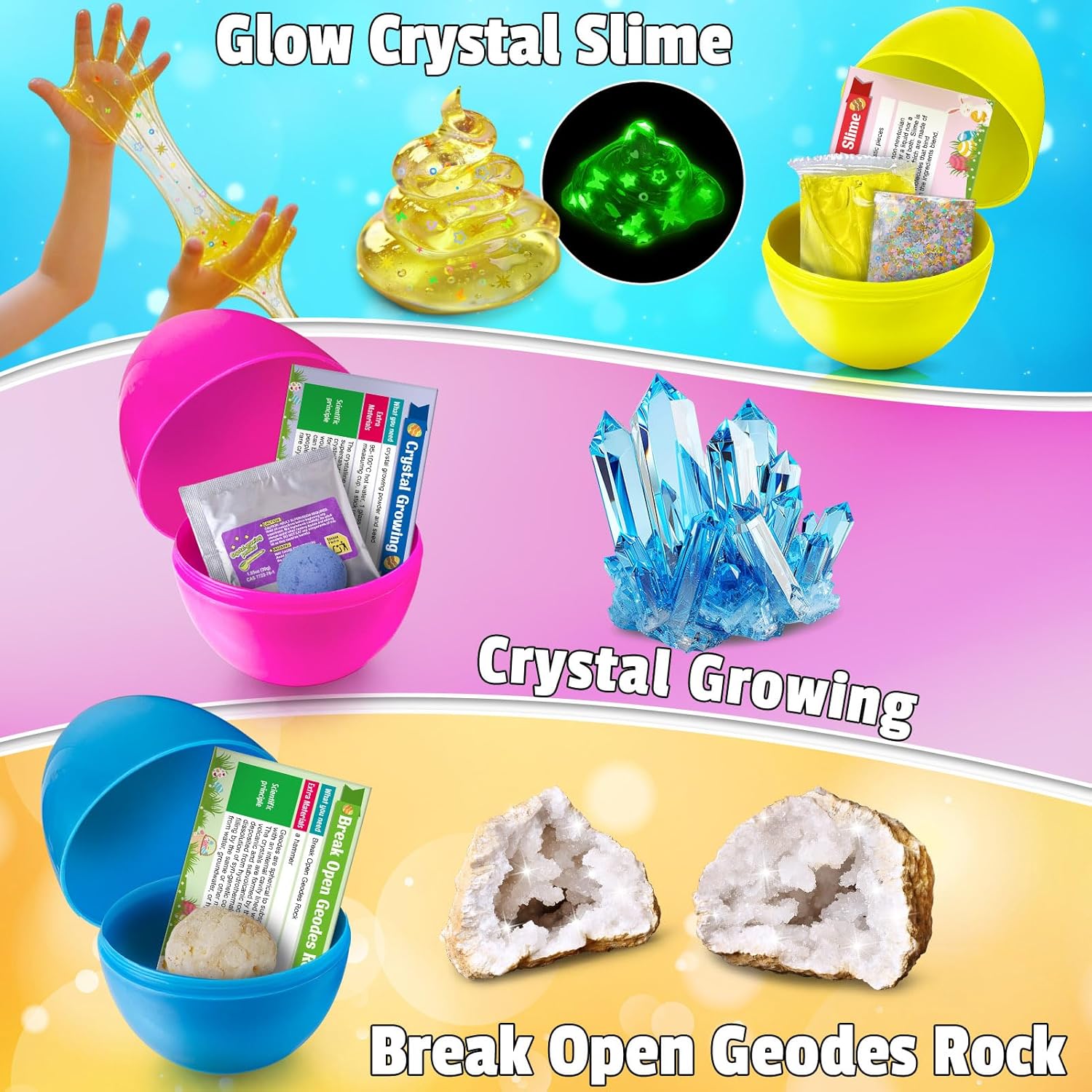 UNGLINGA 8 Experiments Eggs Easter Basket Stuffer Science Kit for Kids Boys Girls Toys Gifts Idea, Science Filler Easter Party Favor Educational S.T.E.M Activities Surprise Eggs