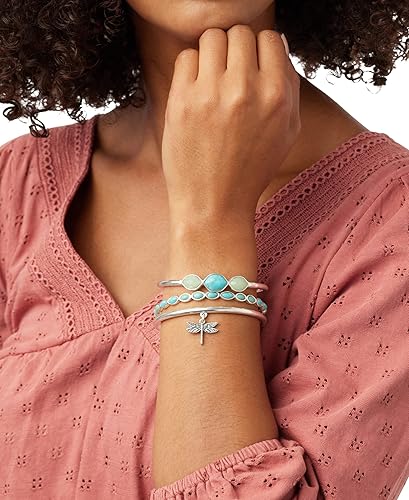 Miniatura 2 de Lucky Brand Juego de pulseras, pulseras de libélula turquesa plateadas, Tono plateado