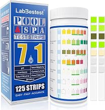 Pool Spa and Hot Tub Test Strips - 125 Pool Spa Test Strips - Swimming Pool Water Testing Kit - Rapid Accurate Easy to Test pH, Hardness, Bromine, and More (7-Way)