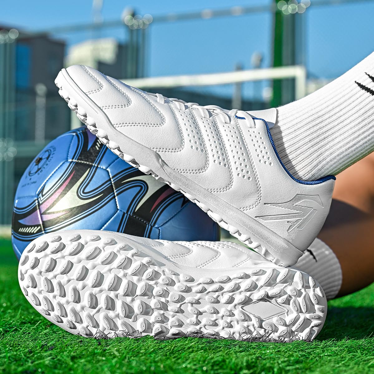 Buty treningowe do piłki nożnej FG TF trwałe obcasy PU sznurowane sznurówki praktyczne naturalna syntetyczna trawa pole rozmiary 35-45