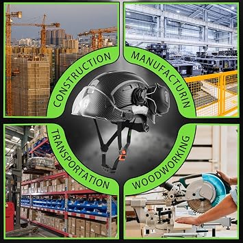 GREEN DEVIL Safety Helmet Hard Hat with Visor and Bluettoth Ear Muffs Vented Work Helmet for Men and Women ANSI Z89.1 Approved Hardhat Ideal for Industrial & Construction