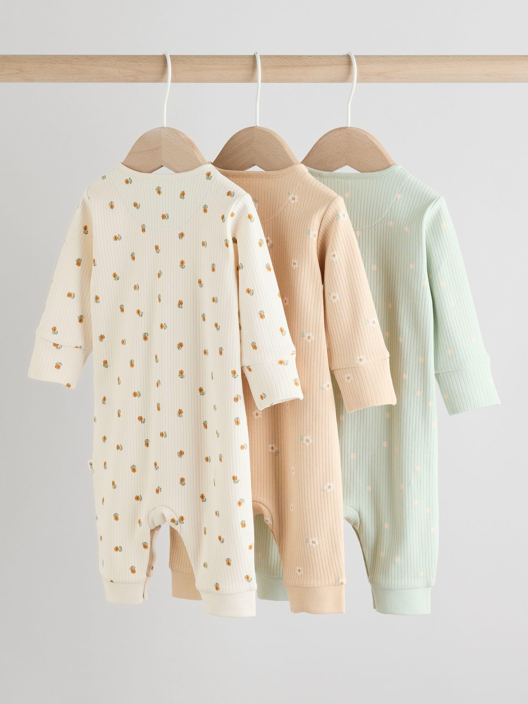 NEXT Bebés niña Pack de 3 Pijamas Tipo Pelele sin pies con Cierre de Botones a presión para bebé