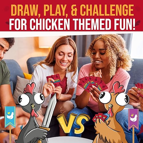 Miniatura 3 de Chicken Challengers Juego de cartas estrategia hilarante para adultos y adolescentes, noche de juegos familiares, 2-8 jugadores, mayores de 13 años,