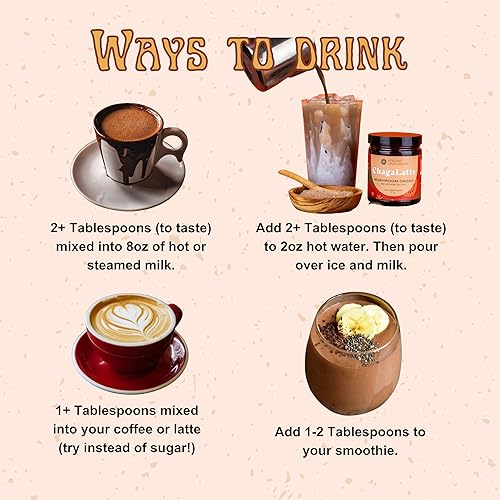 Miniatura 6 de ChagaLatte - Mezcla de bebidas de cacao y champiñones  Suplemento Chaga superalimento helado y cacao caliente  Impulso de energía con adaptógenos