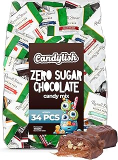 Zero Sugar Chocolate Candy Mix (Approx. 34 Pieces) - Russell Stover Assorted & Zero Sugar Bar Mix